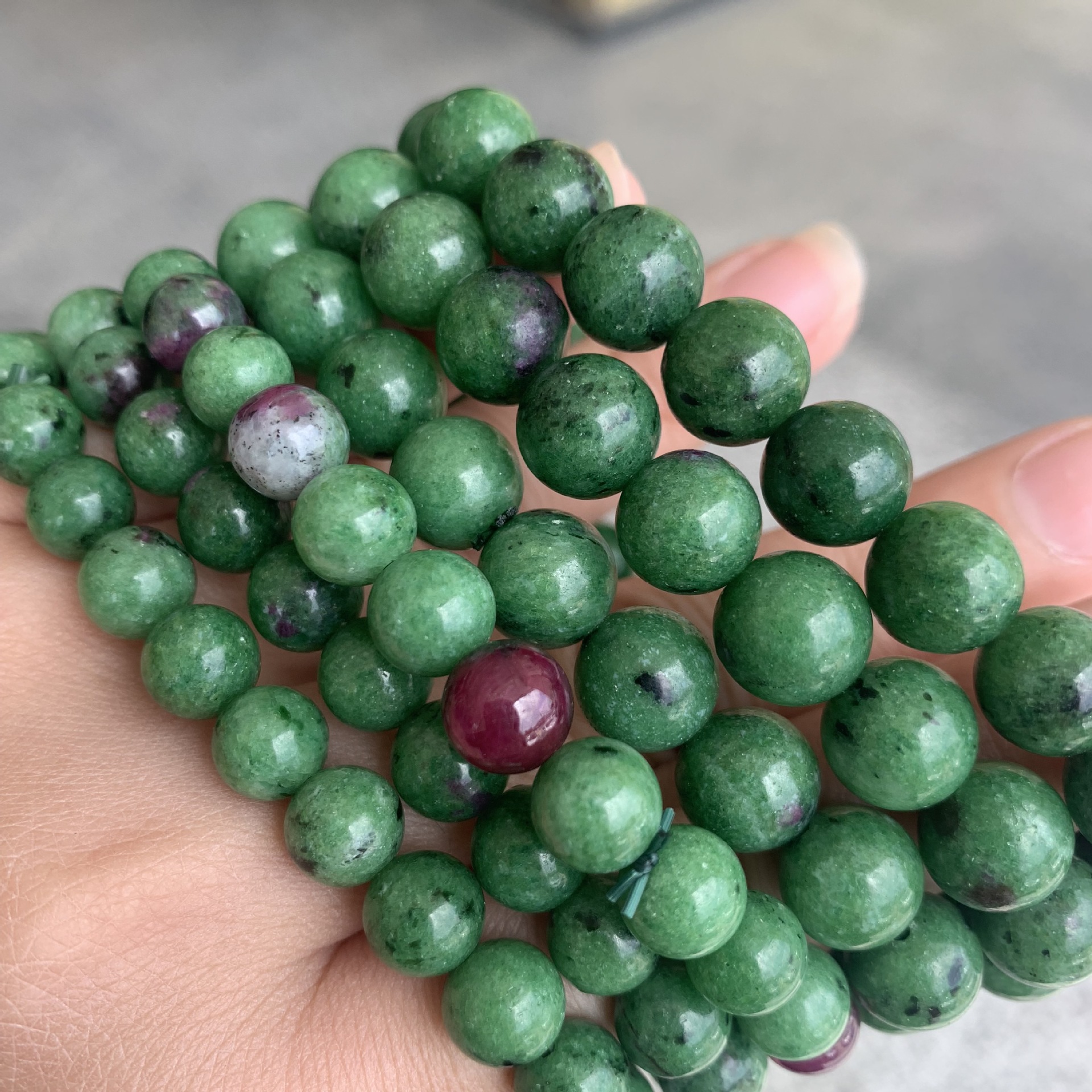 天然红绿宝手手链 民族风南非幽涟石七彩石男女款手串批发