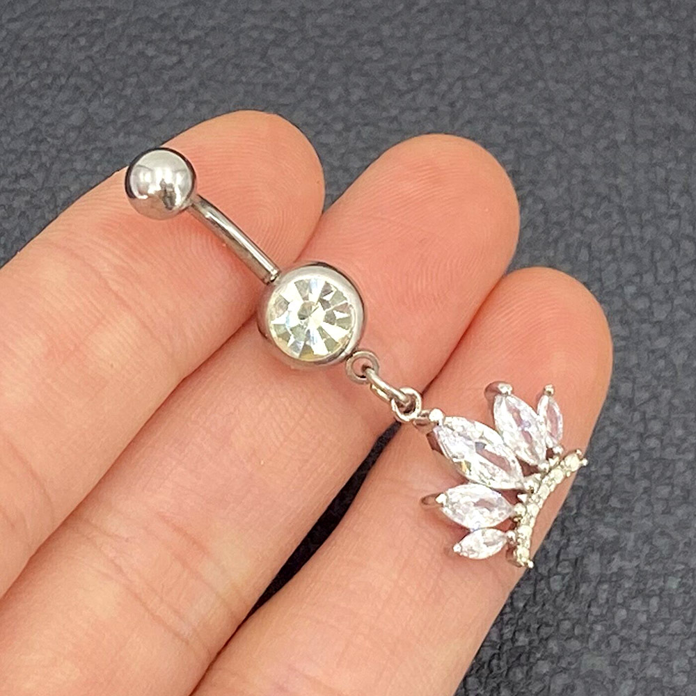 速卖通新款肚脐环不锈钢蝴蝶吊坠肚脐钉锆石肚脐扣身体穿刺饰品