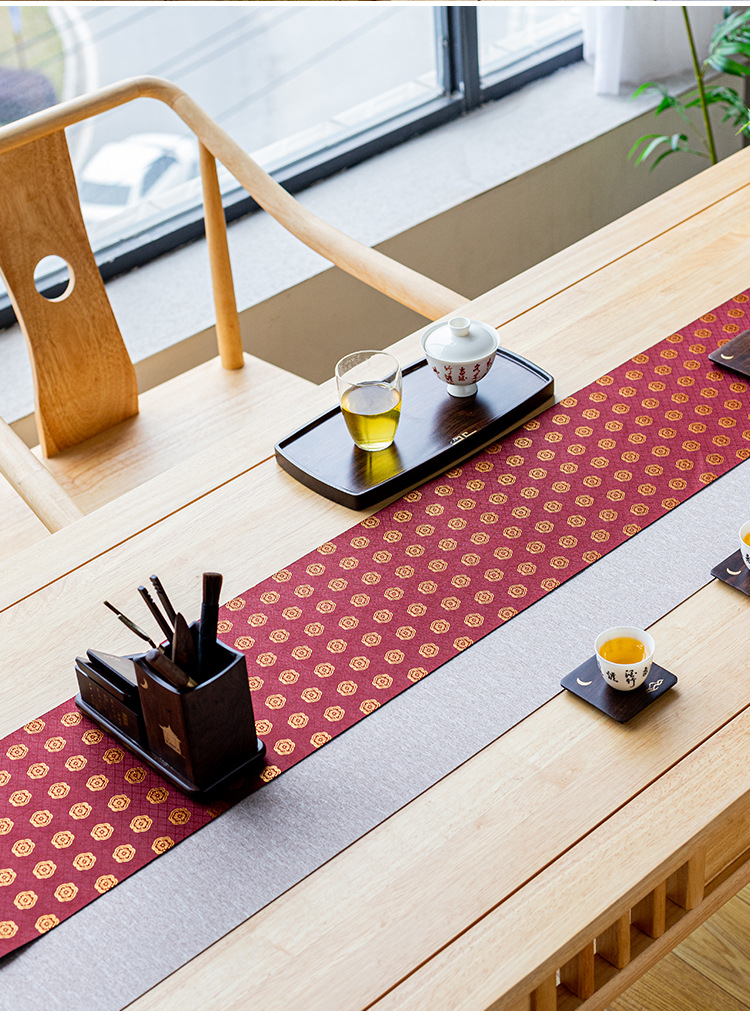 奉茗锦缎茶席禅意防水茶席麻布茶垫桌旗布艺中式织锦茶台桌布棉麻