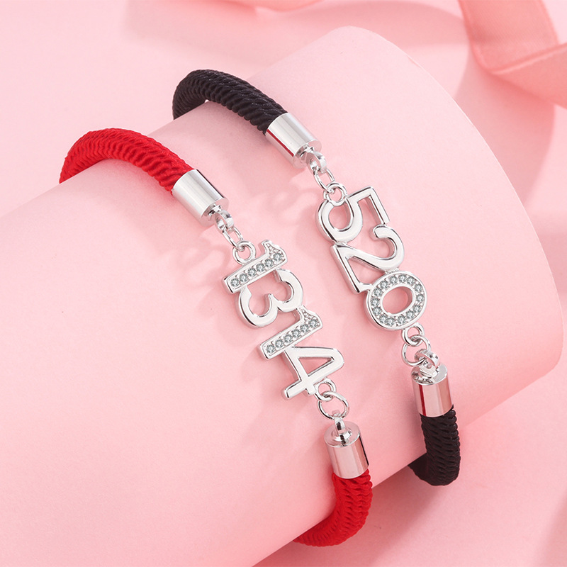 情侣手链5201314一对男女学生简约红绳编织韩版时尚手绳一件代发