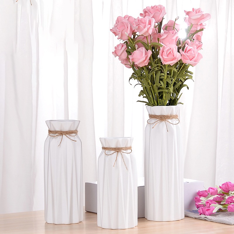 细口长颈陶瓷花瓶长形摆设高干花大号花卉简约欧式时尚花插室内