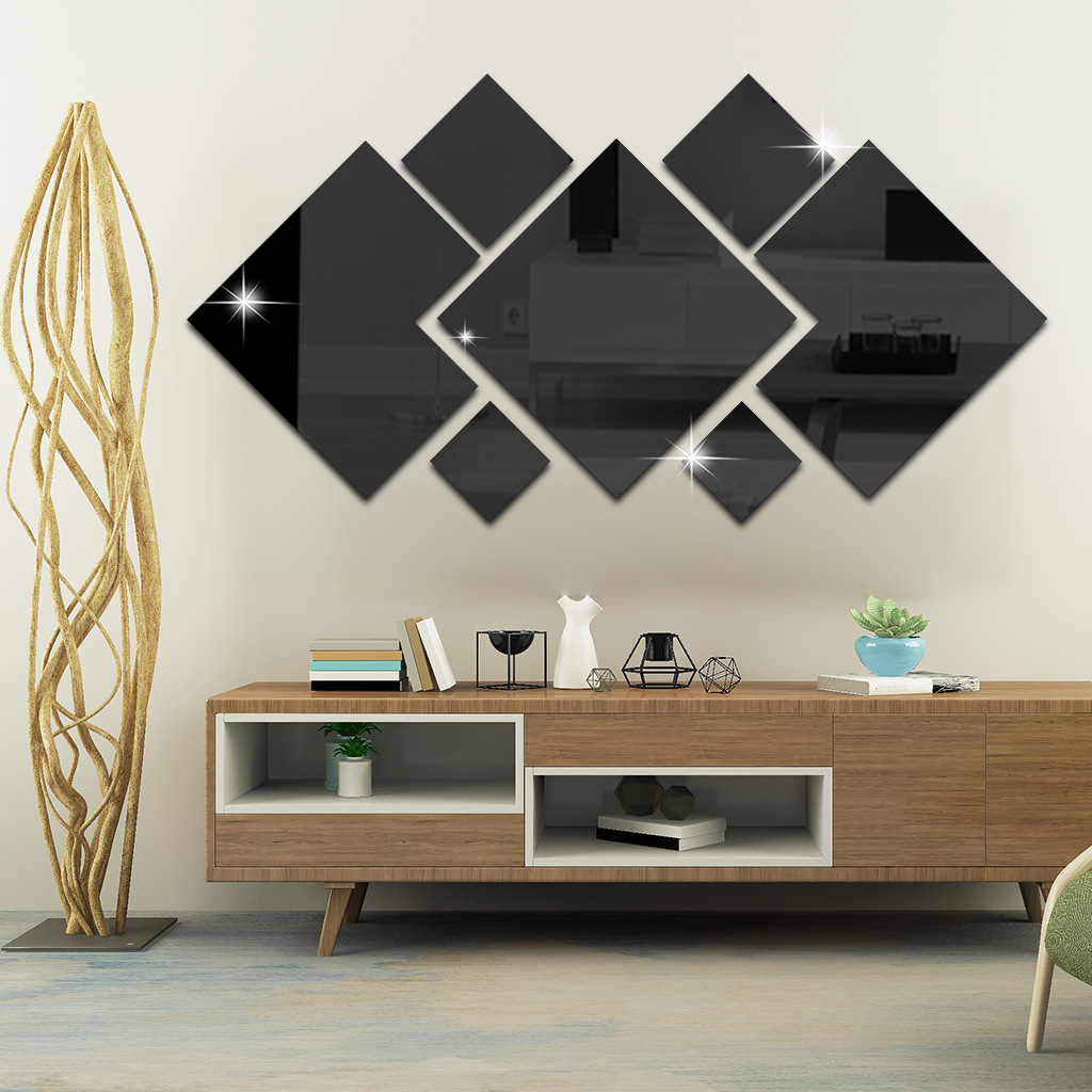 正方形造型镜子墙贴 sm152创意自粘正方形3d立体镜面贴