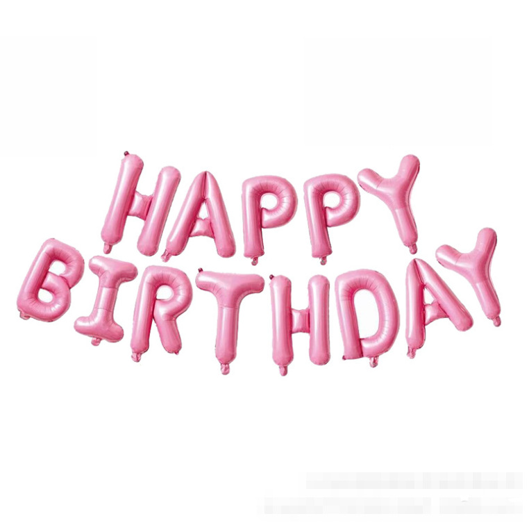 16-Inch Birthday Set Decorative Letters Aluminum Film Gas Birthday Banquet 100-Day Happy Birthday Balloon Arrangement Balloon Wholesale