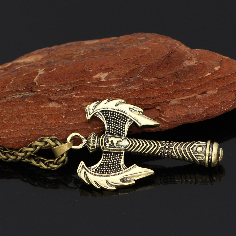 速卖通热销新品维京符文斧头霸气男士吊坠项链饰品批发