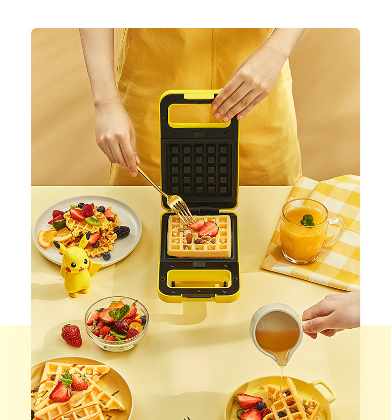 美的三明治机家用早餐吐司机多功能轻食机华夫饼机面包机一人食-阿里