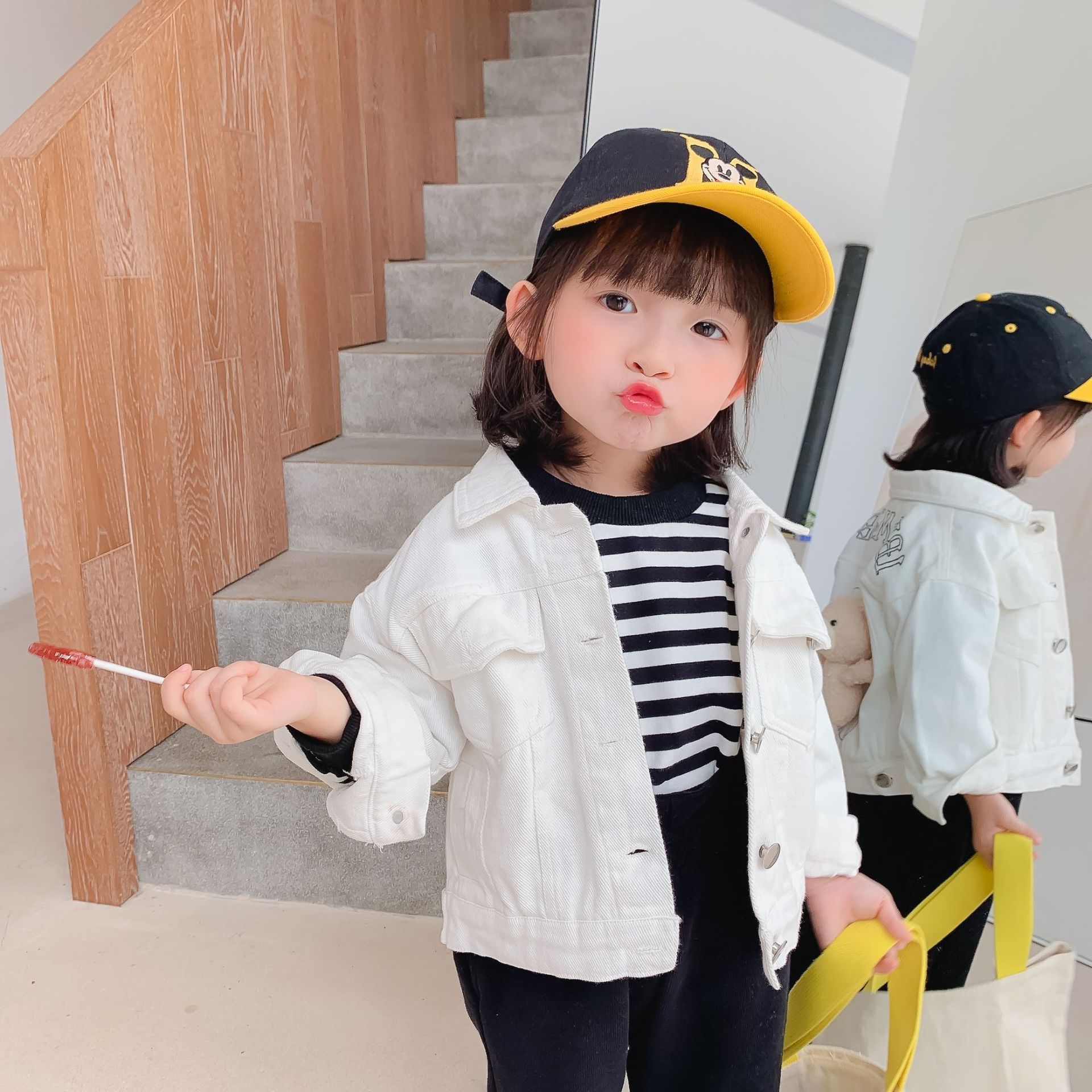 2020秋童装儿童网红款外套 女童男童卡通熊夹克衫宝宝斜纹童外套