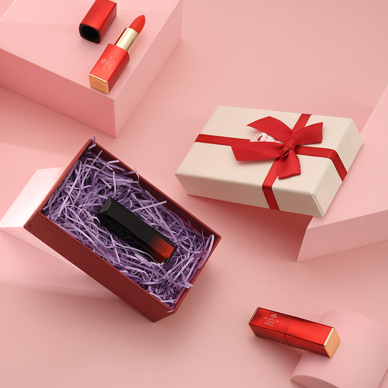 创意口红包装盒520情人节礼物包装盒蝴蝶结丝带天地盖礼盒批发