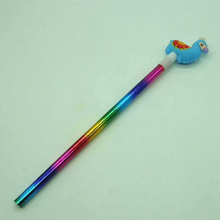 新奇特羊驼卡通造型铅笔 烫金杆木制铅笔 商务广告用笔 厂家直销