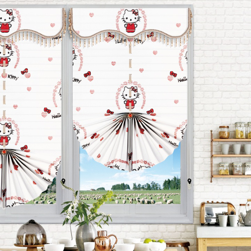 Shading Fan-Shaped Roman Curtains Bedroom Balcony Lifting Curtain Kitchen Bathroom Curtain Study Office Roller Shutter