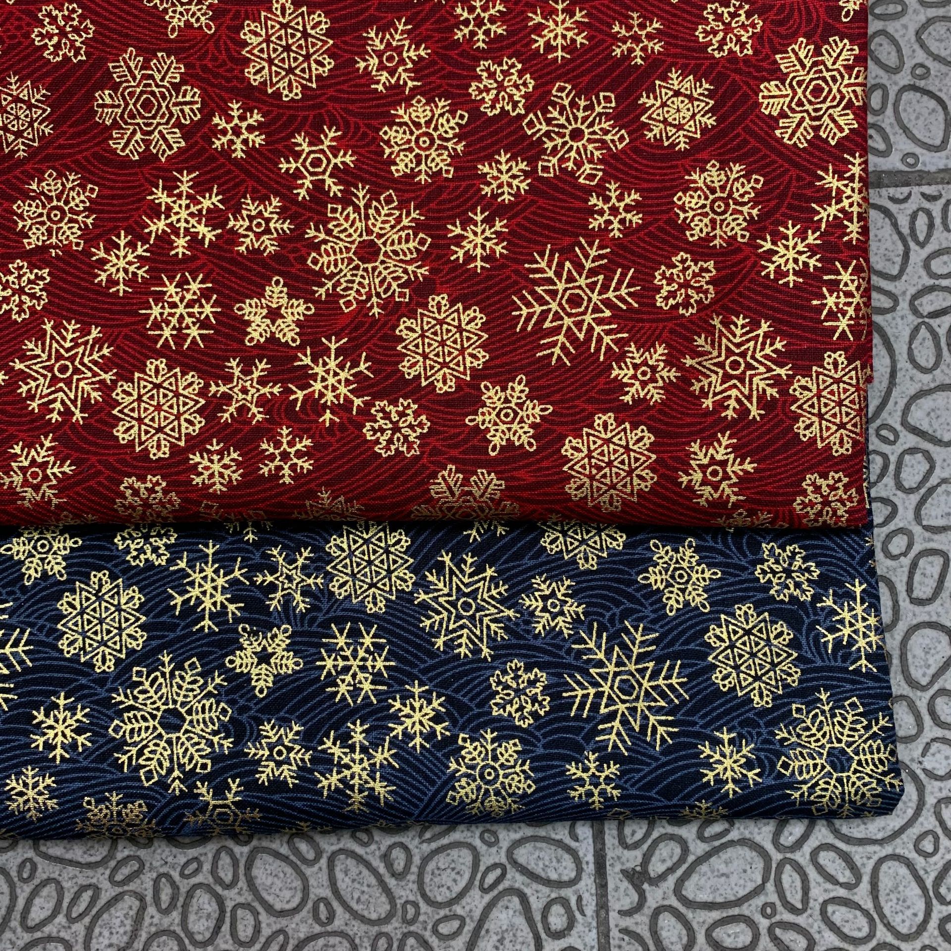 厂家直销雪花国产棉麻烫金面料 手工布艺diy现货供应