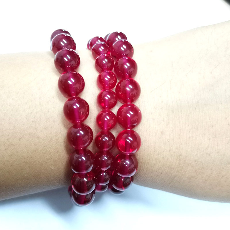 108红刚玉佛珠 红刚玉散珠子红宝石手链diy串珠 现货供应