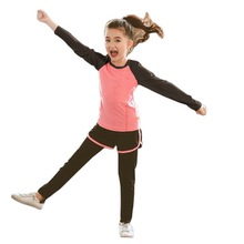 亲子女童瑜伽服套装儿童跑步速干运动服中大童健身服女孩春夏短袖