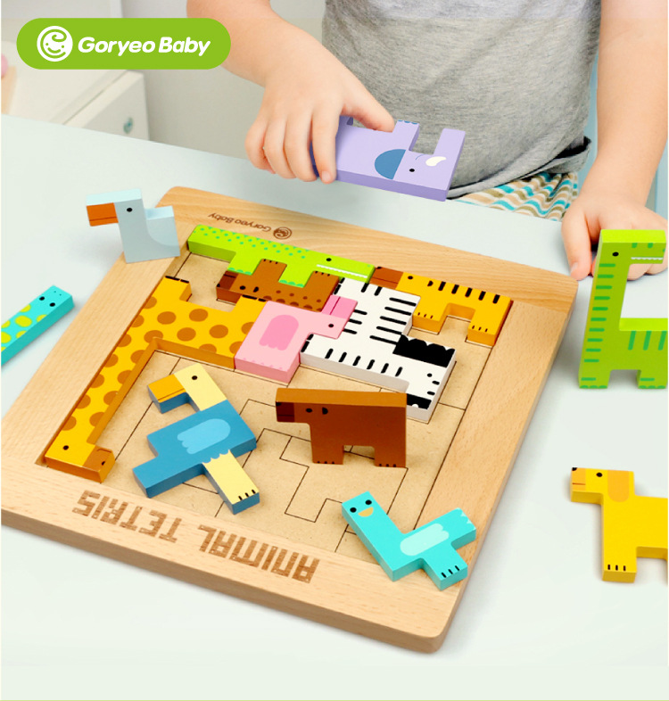韩国儿童益智早教动物俄罗斯方块宝宝拼图玩具
