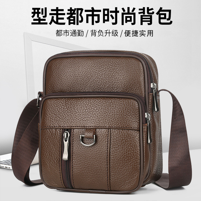 Quality Men's Bag Casual Messenger Bag Fashion Pu Storage Bag Men's Business Shoulder Bag Mobile Phone Bag Men's One Piece Dropshipping