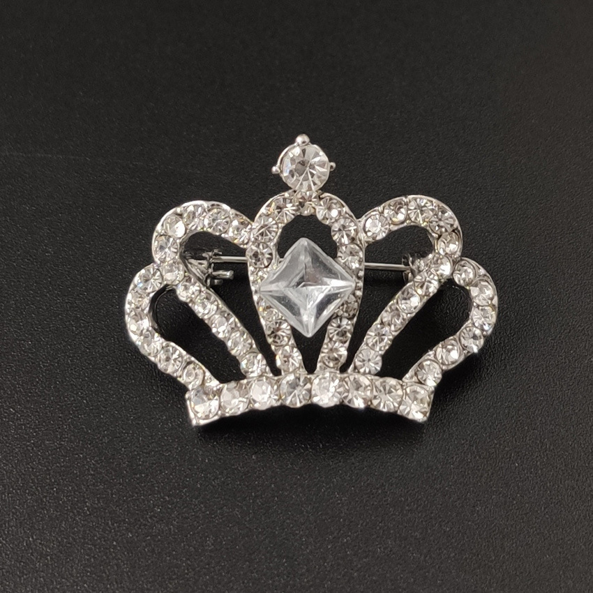 Korean Style Alloy Rhinestone Crown Brooch Temperament Suit Business Wear Clothing Accessories Wardrobe Malfunction Proof Pin Corsage