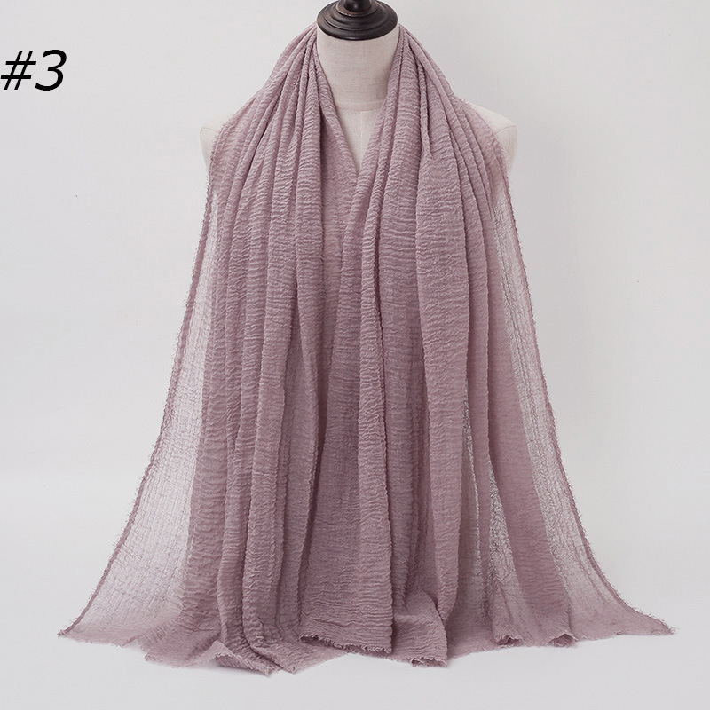 Solid Color Cotton and Linen Crumpled Fashion Monochrome Women's Scarf New Burrs Solid Color Cotton and Linen Scarf Shawl Bs414