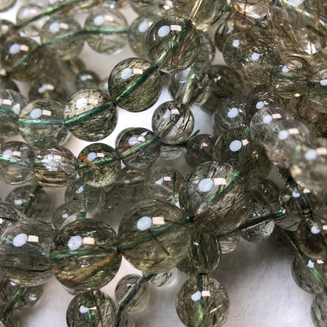 亿景城天然稀有绿超七绿碧发水晶手链绿超 绿发招财