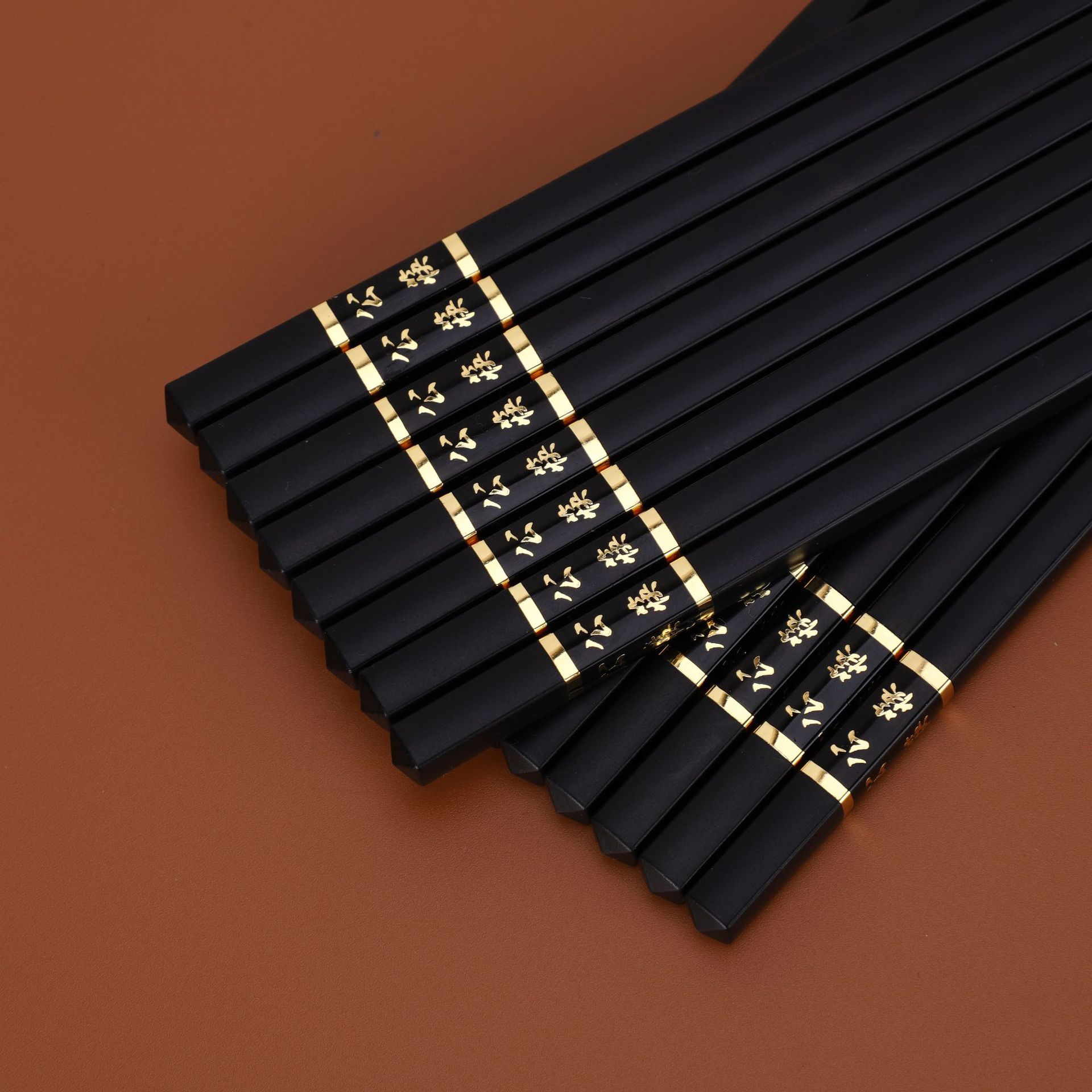 艾斯堡黑色合金筷酒店家用筷子时尚防滑耐高温非金属筷子一件代发