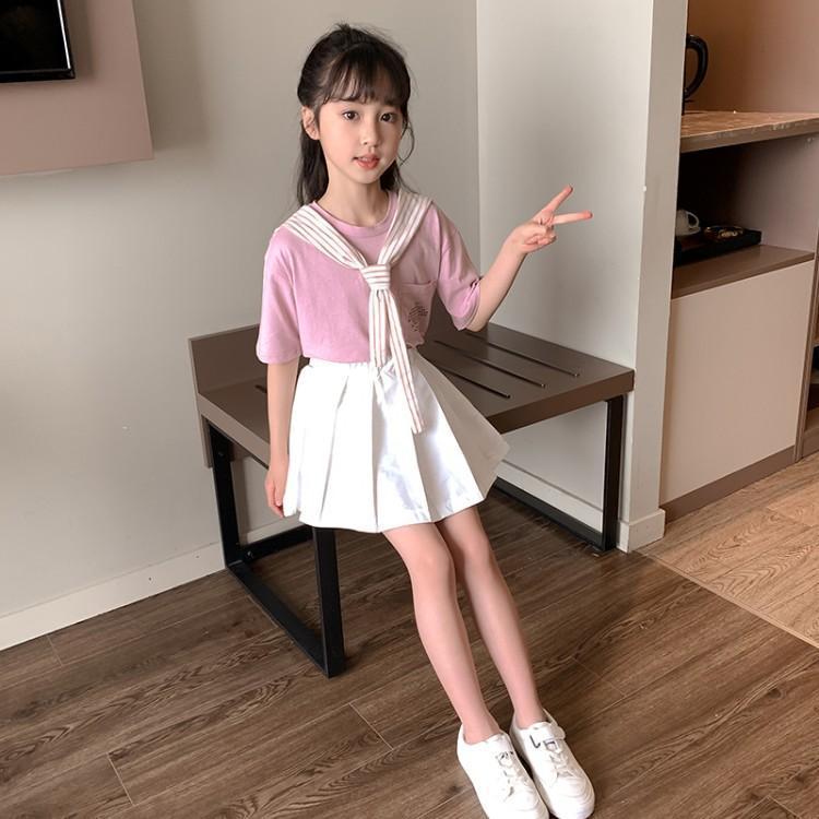 儿童制服女童学院风套装小学生水手服中大童岁女孩夏装批