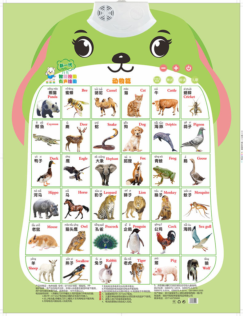 Puppy Dog Shape Sound Wall Chart Early Education Cute Novelty Toys Pronunciation Learning Kindergarten Learning One Piece Dropshipping