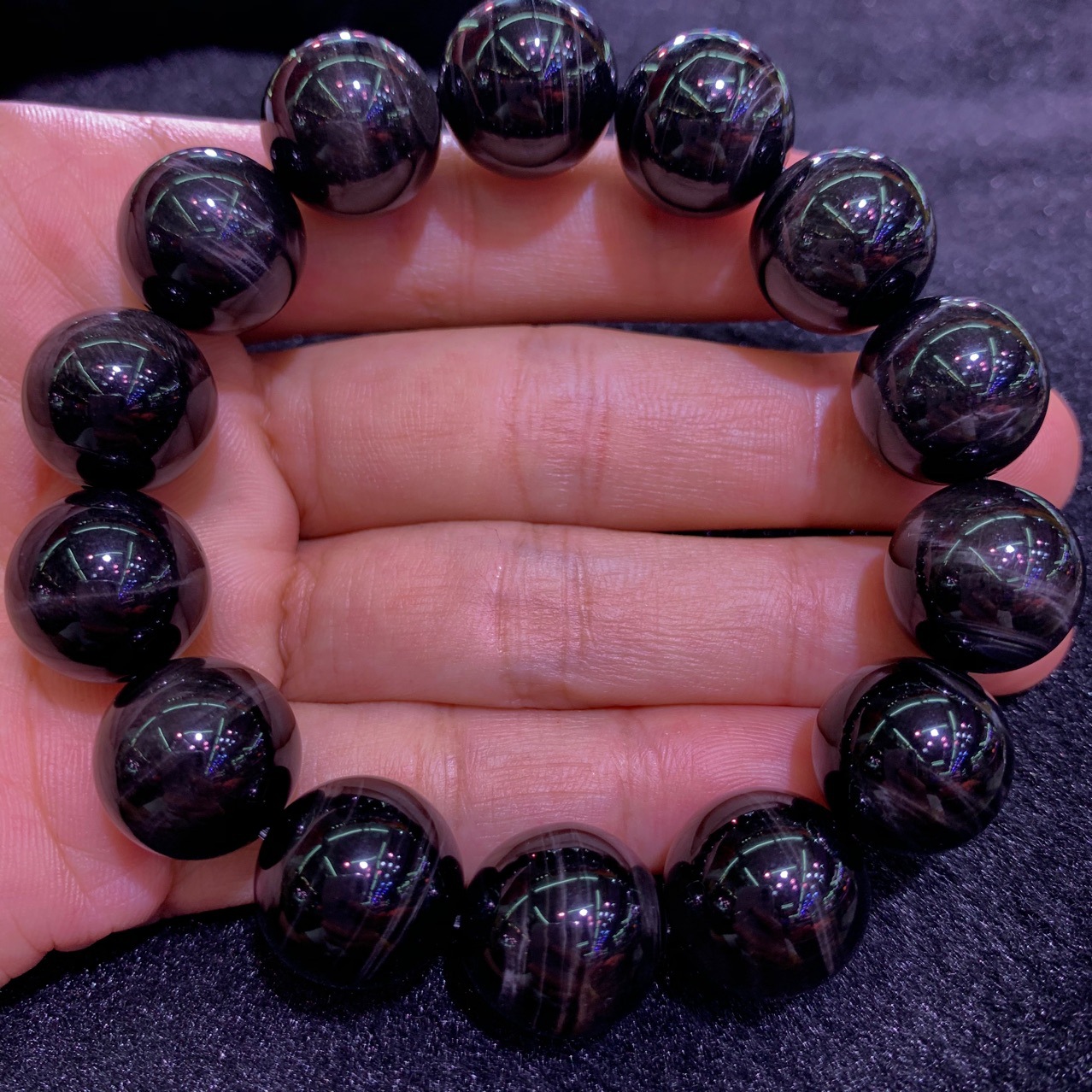 可塘世家 天然黑虎眼石手链招财辟邪能量石猫眼线眼复古虎睛手串