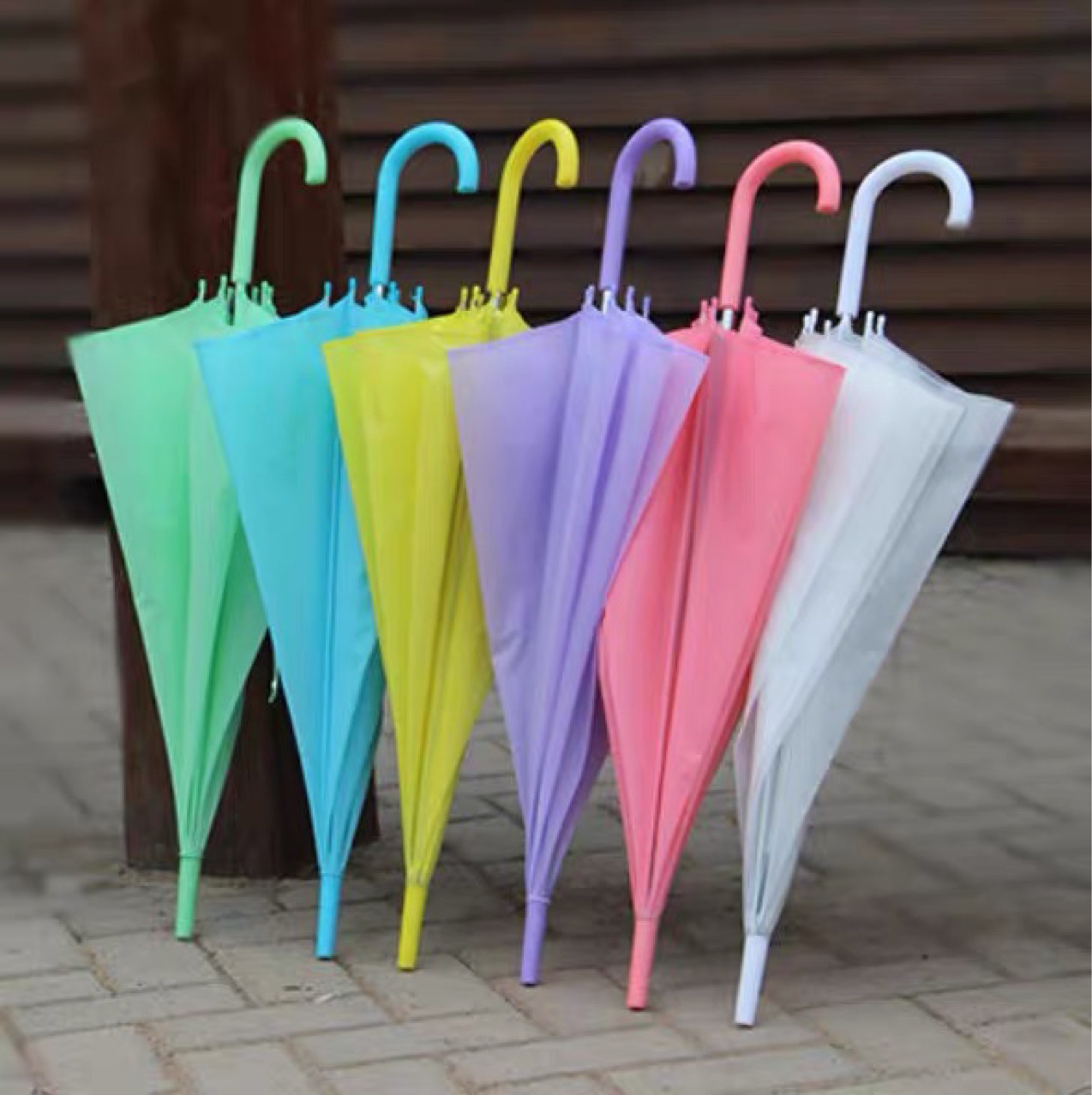 塑料伞 儿童手工创意diy磨砂伞 环保纯色雨伞 幼教涂鸦长柄伞