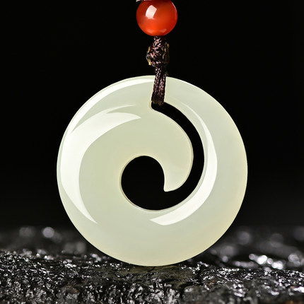 工艺品批发和田玉时来运转平安扣吊坠和田玉扭转乾坤玉佩带证书