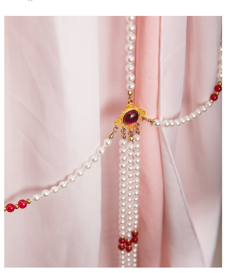 汉服腰链流苏珍珠璎珞坦领齐胸腰襦裙写真腰间配饰古风诃子裙饰品