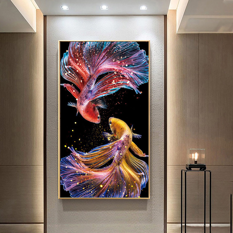 蒙娜丽莎十字绣新款锦鲤动物装饰2020客厅玄关简约现代厂家批发