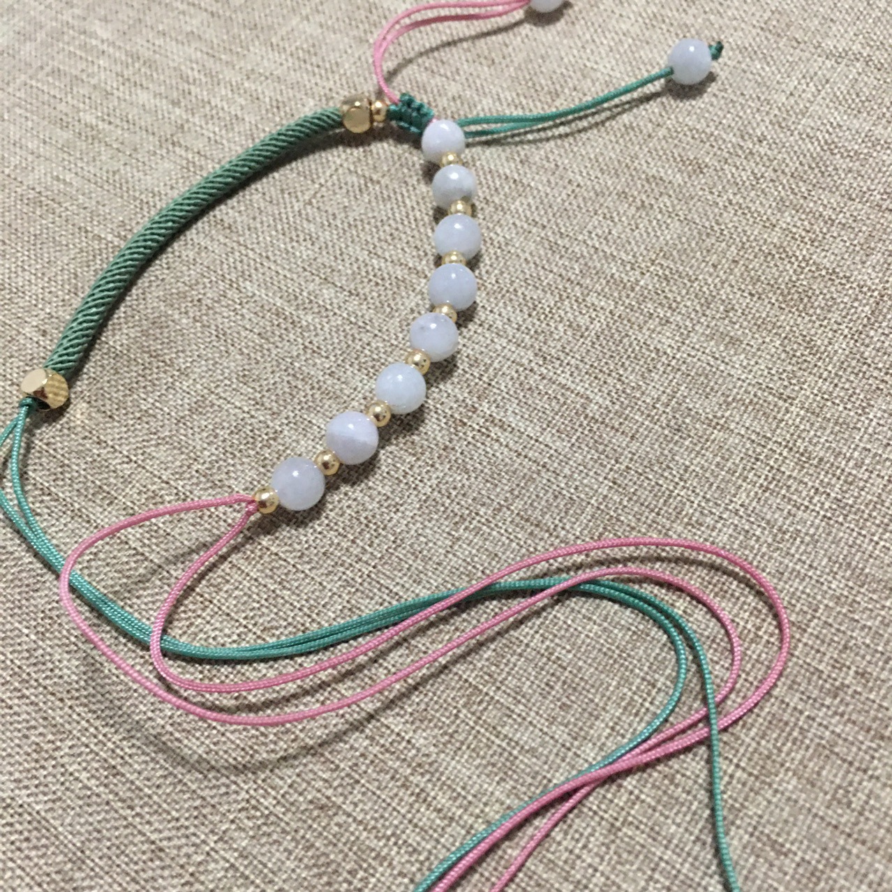 手工绳子编织翡翠手绳半成品diy手绳玉珠手链饰品手排编绳定制