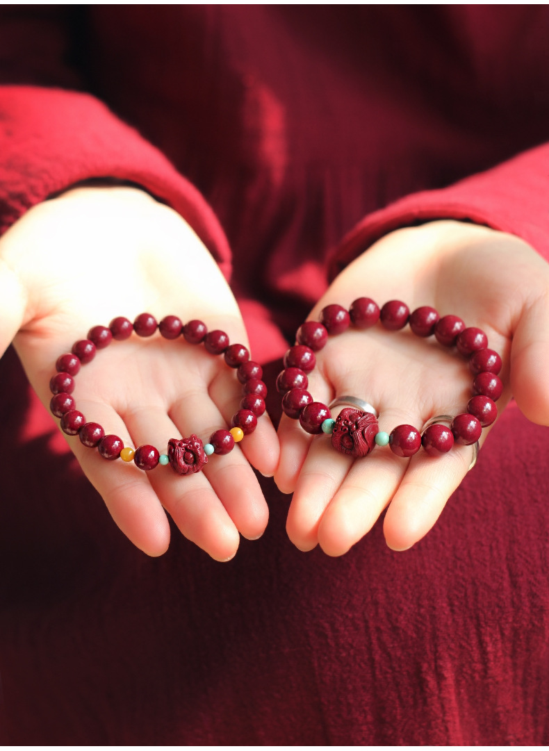 天然原矿紫金砂手串本命年麒麟转运情侣款手链礼物