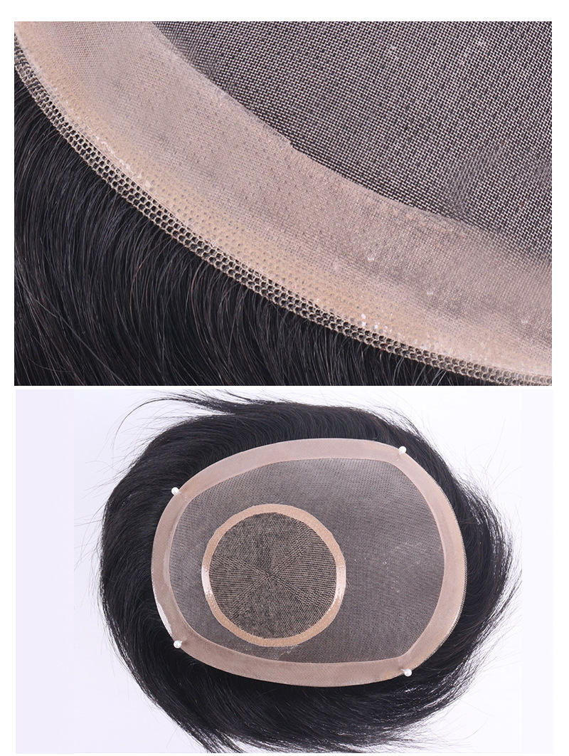 男士假发片头顶补发片毛坯手织补发递针头旋男士发块前额补发块男