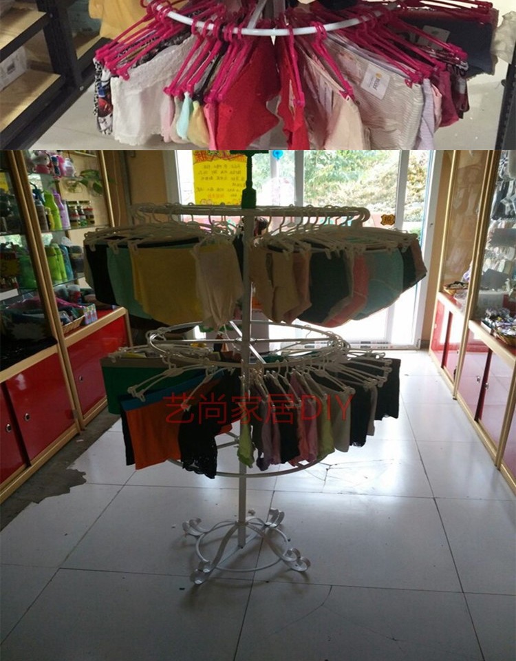 旋转内裤架子展示架圆形落地内衣中岛文胸架挂短裤货架店铺陈列架