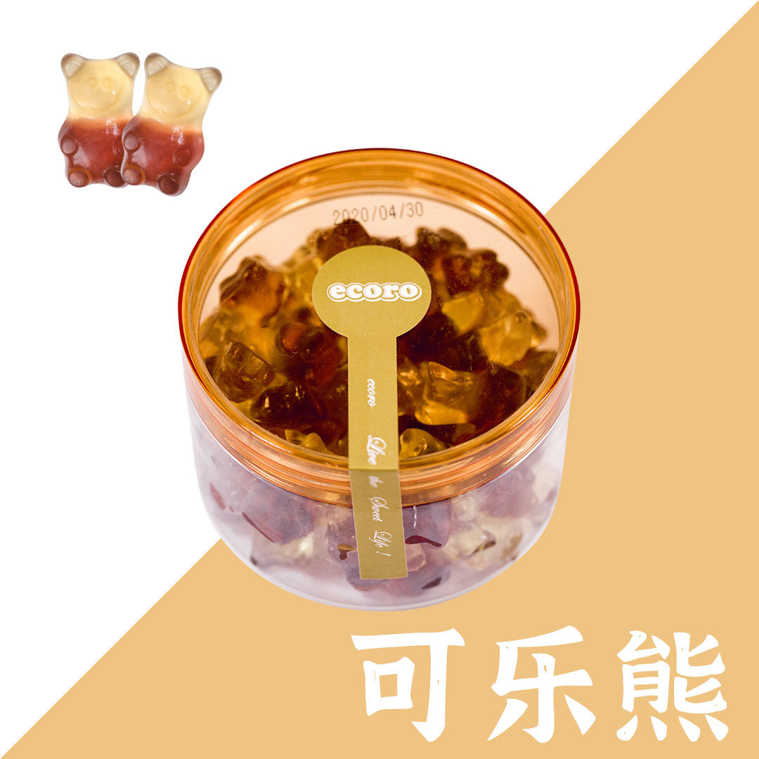 怡可诺橡皮糖可乐熊形120g*24罐果汁软糖果qq糖水果糖零食批发