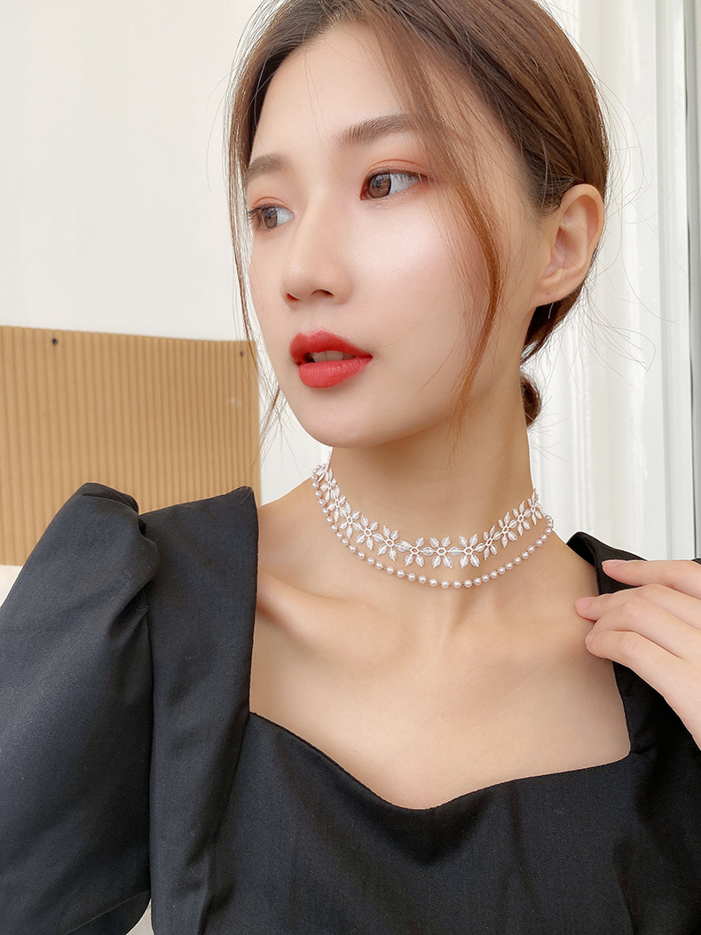 原创新款珍珠项链choker锁骨链女简约气质ins潮超细颈带网红颈链