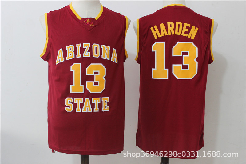 亚利桑那州大学13号哈登白红黄色ncaa刺绣篮球服球衣一件代发