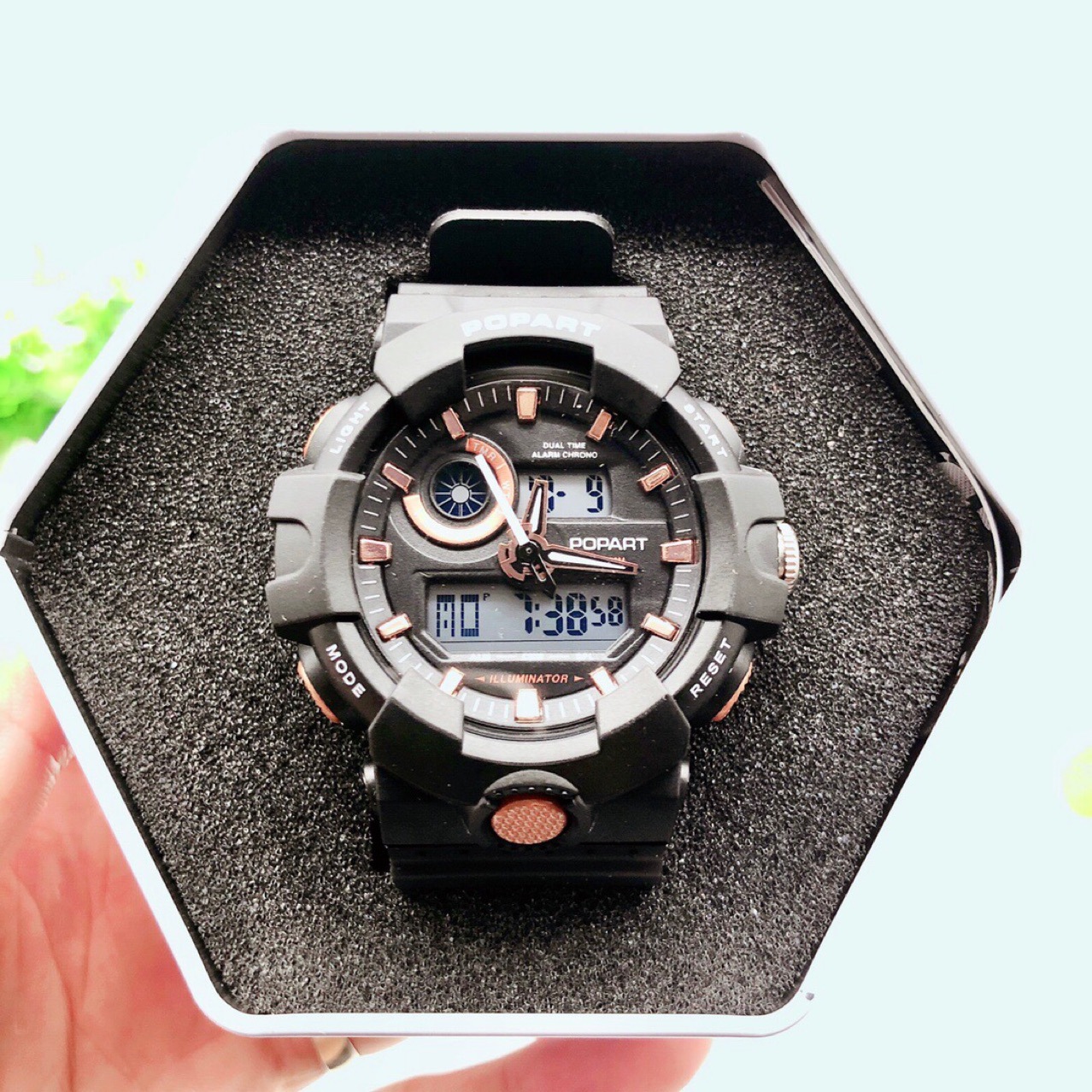 博艺y023 双显学生潮流运动潜水表户外运动手表登山防水电子表男