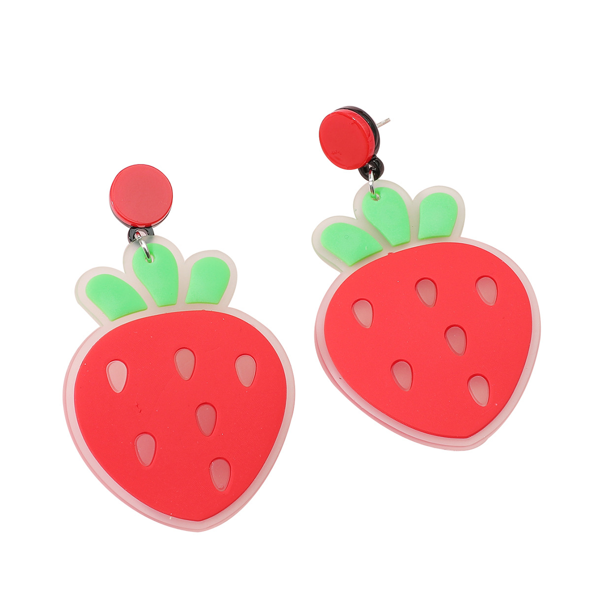 韩国新款百搭时尚水果草莓耳环卡通夸张大气草莓耳钉女饰品