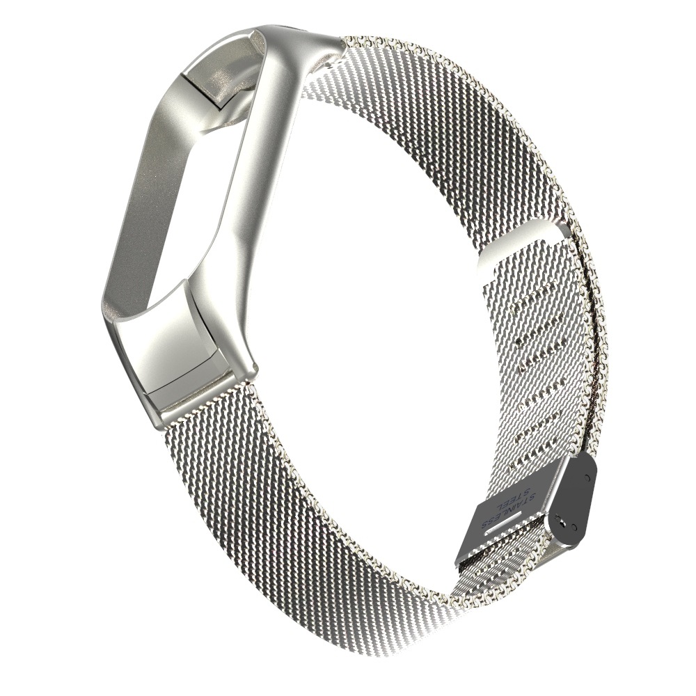 适用小米手环6代金属表带mi band 345米兰尼斯不锈钢双节卡扣表带