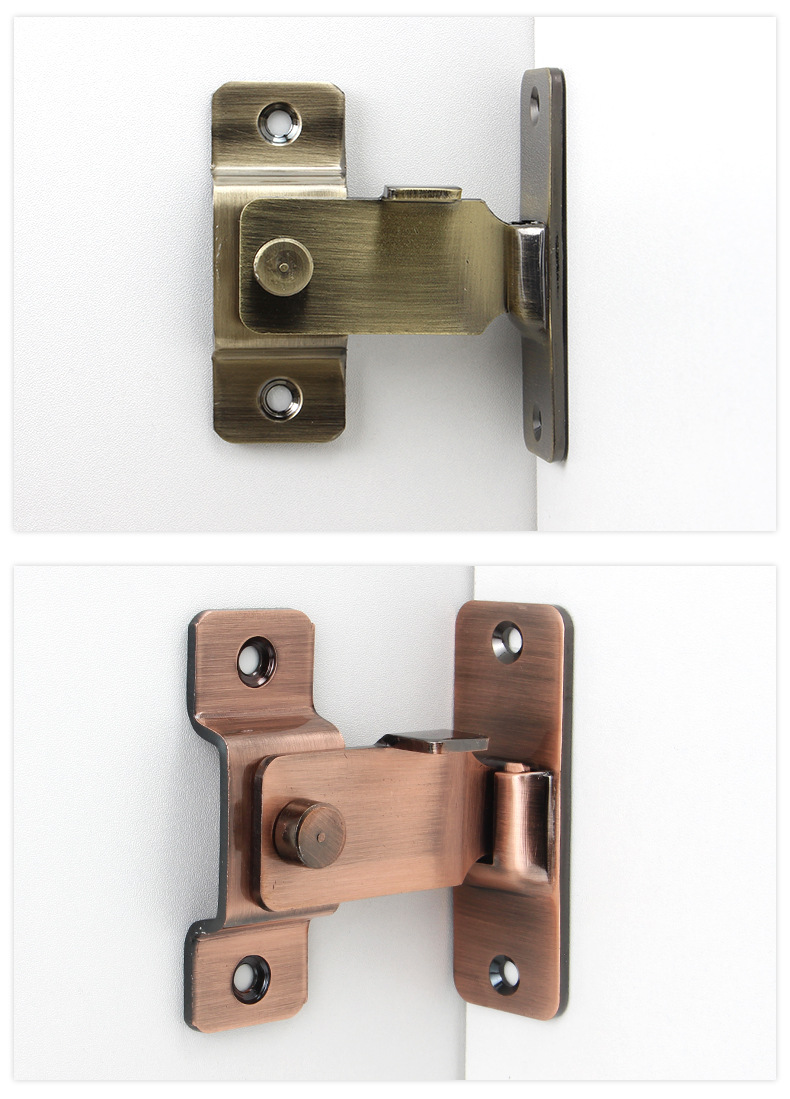 美博希304不锈钢90度门扣直角搭扣插销左移推拉门锁异形门栓黑色