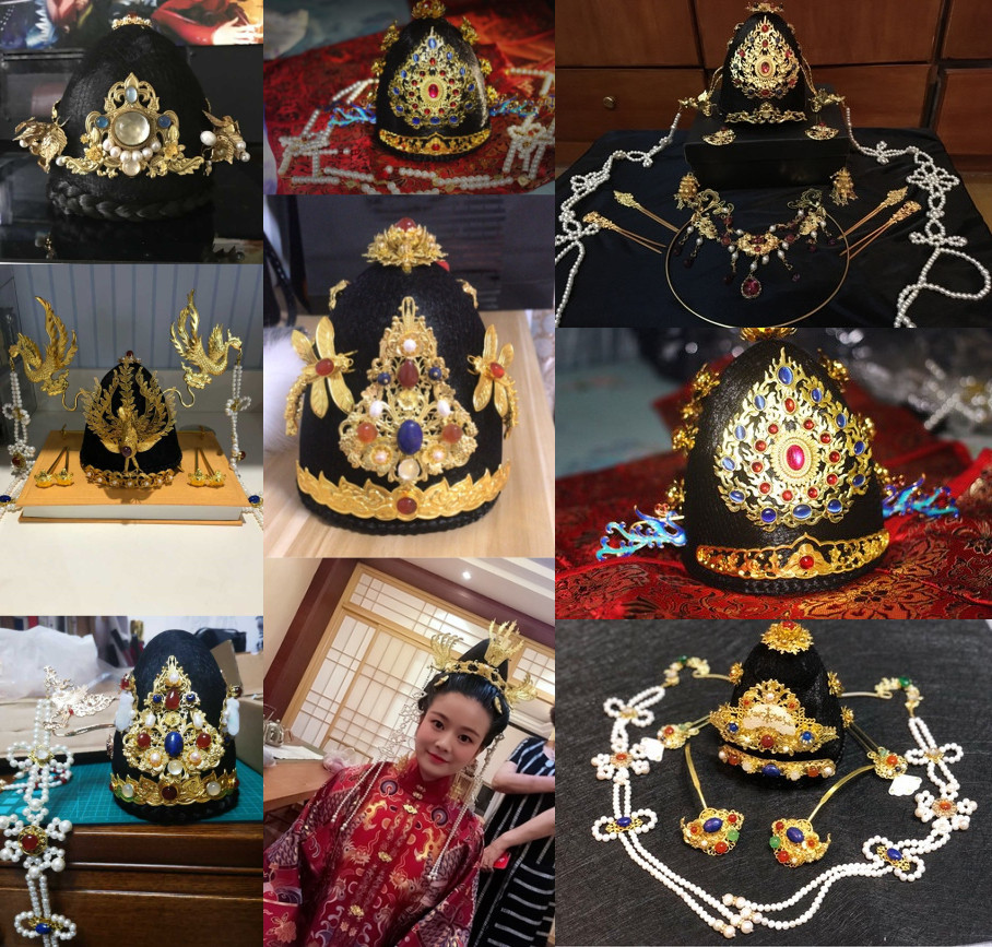 蓝熙古装假发狄髻明制汉服婚礼发髻发包造型女古风复原髻特价抖音