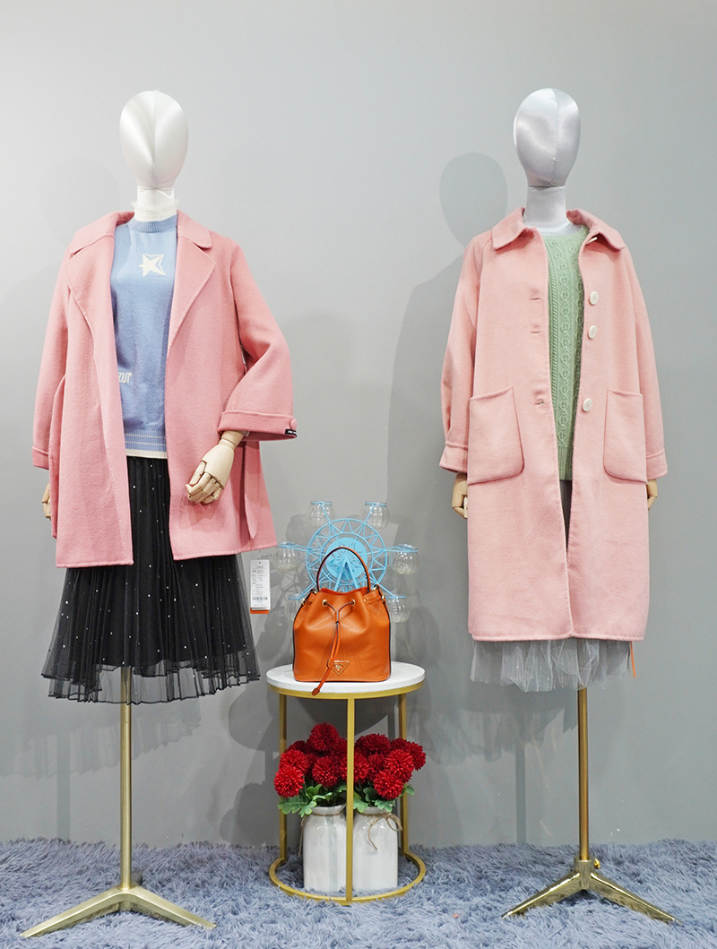 秋芭莎 2020年冬款 羊绒双面呢大衣 直播实体店货源 品牌折扣女装