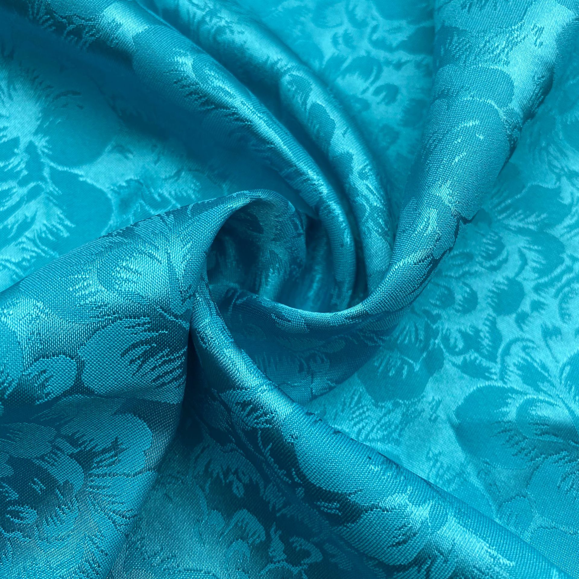 富贵花开提花面料微弹 仿真丝缎面素色涤纶提花布料 现货直销