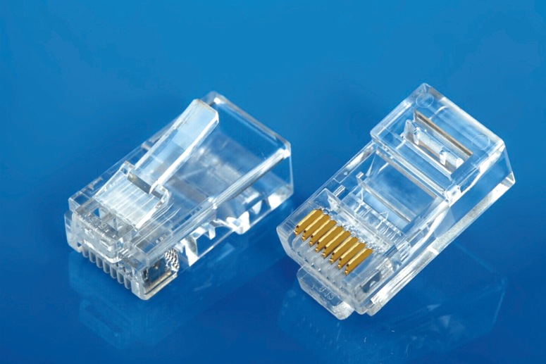 供应xlep各种镀金u电话曲线直线专用rj9rj11rj12圆孔水晶头