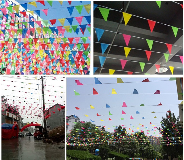 彩旗三角串旗批发会场布置开业装饰工地示警小吊旗结婚婚庆旗彩旗