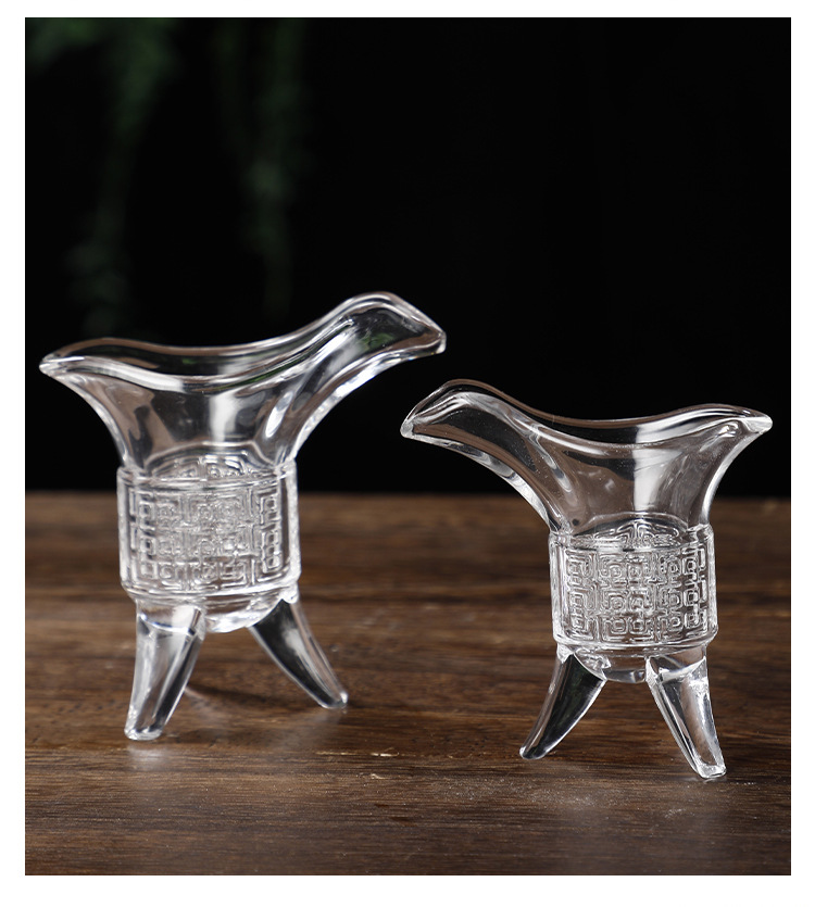 仿古礼品三角玻璃爵杯创意酒具白酒杯透明酒樽现货批发