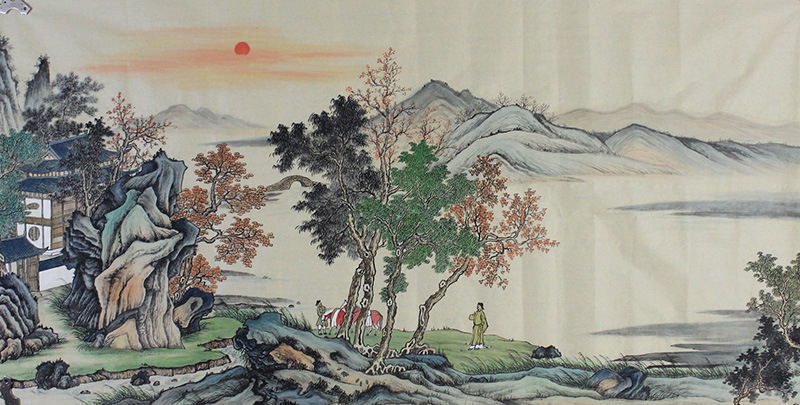 山水画国画纯手绘风水名人字画批发客厅办公室餐厅仿古画