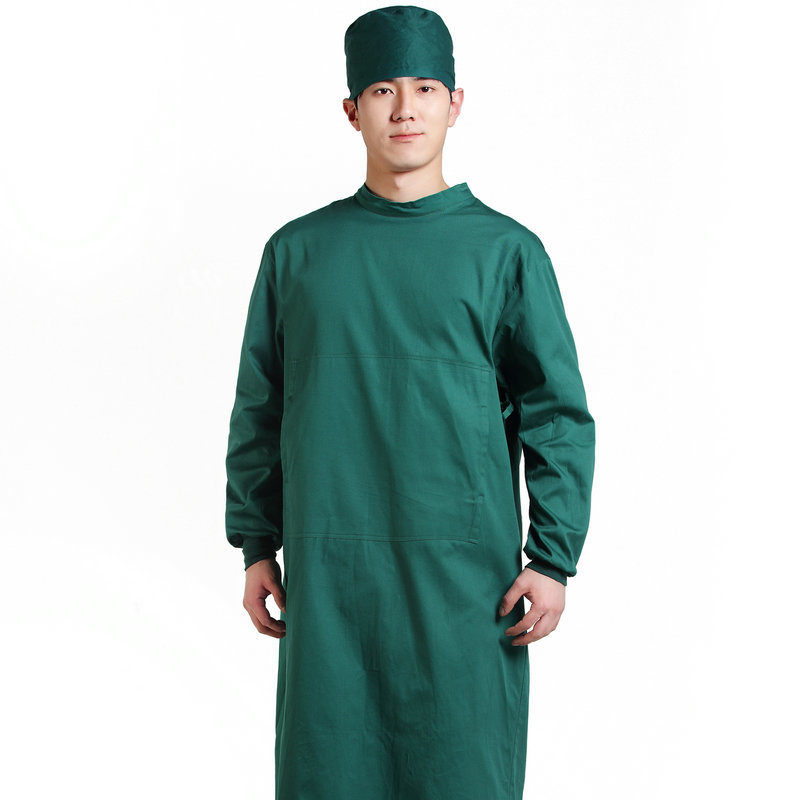 墨绿色男女医生手术服 手术室洗手衣 反穿式长袖全包手术袍
