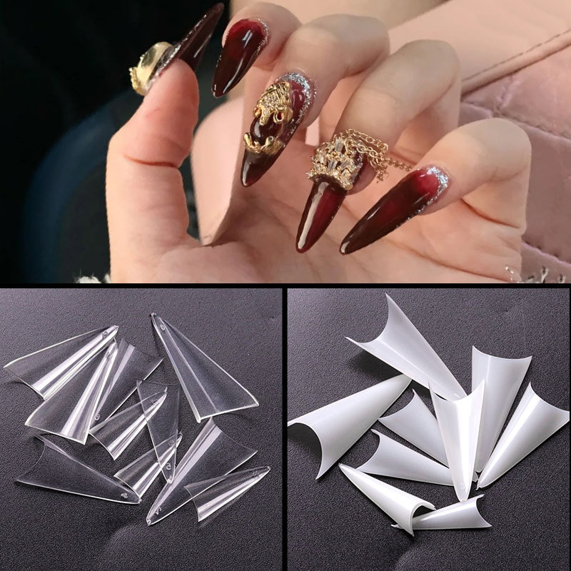 跨境爆款尖甲甲片假指甲尖头美甲甲片透明 尖形沙龙甲片厂家批发