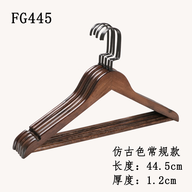 Baike Xi Solid Wood Primary Color Antique Color Ten Anti-Slip Traceless Hanger Shirts Student Clothes Hanger Pant Rack Wholesale